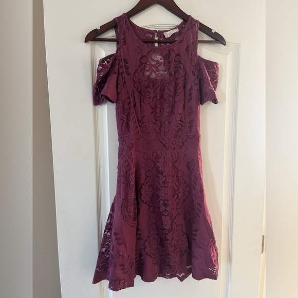 Altar’d State Mauve Lacey Nylon & Polyester Mid length Dress Women’s size XS - Picture 7 of 15